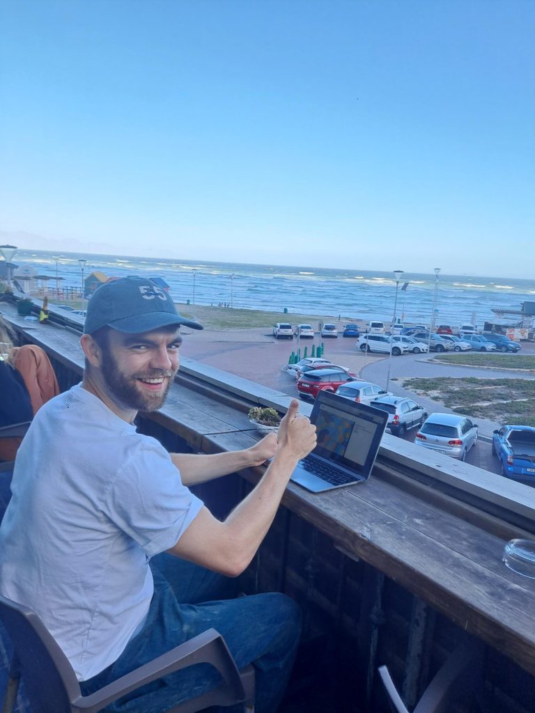 Ollie Poole working remotely in Cape Town